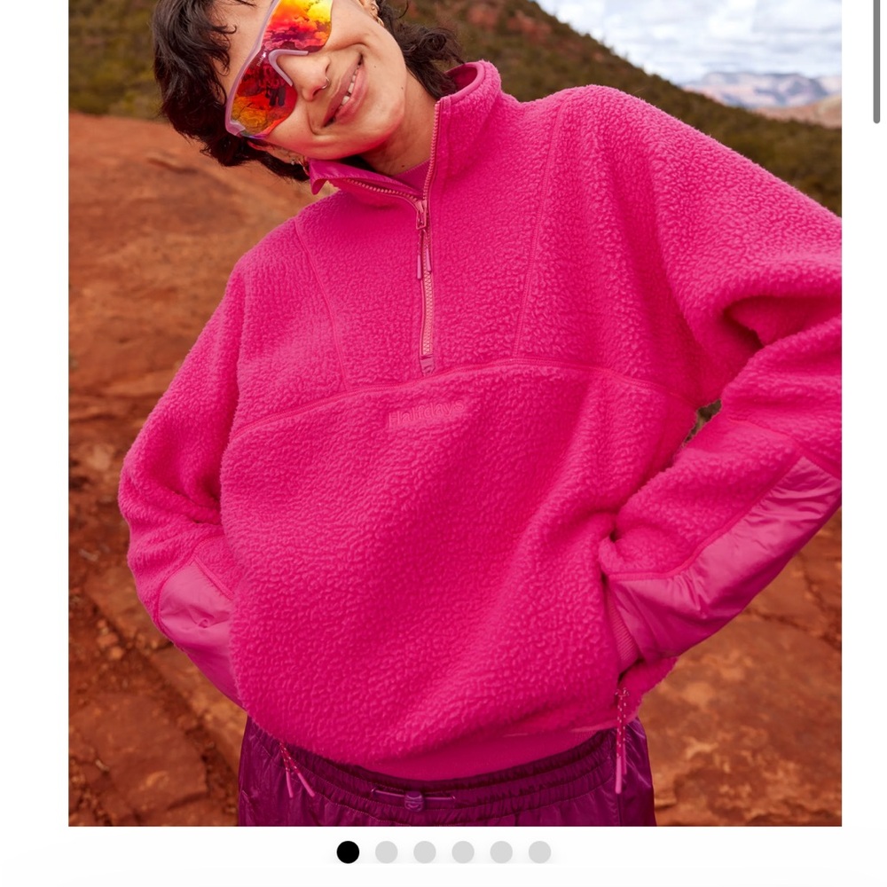 Halfdays Piper Fleece Pullover in Alpenglow Pink, Size XS